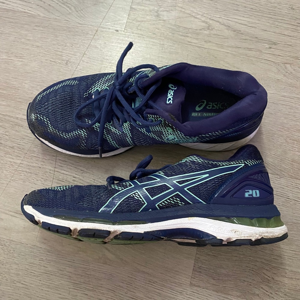 Asics Gel-Nimbus 20 Running Shoes Womens 8.5 Navy Teal Athletic Sneakers
